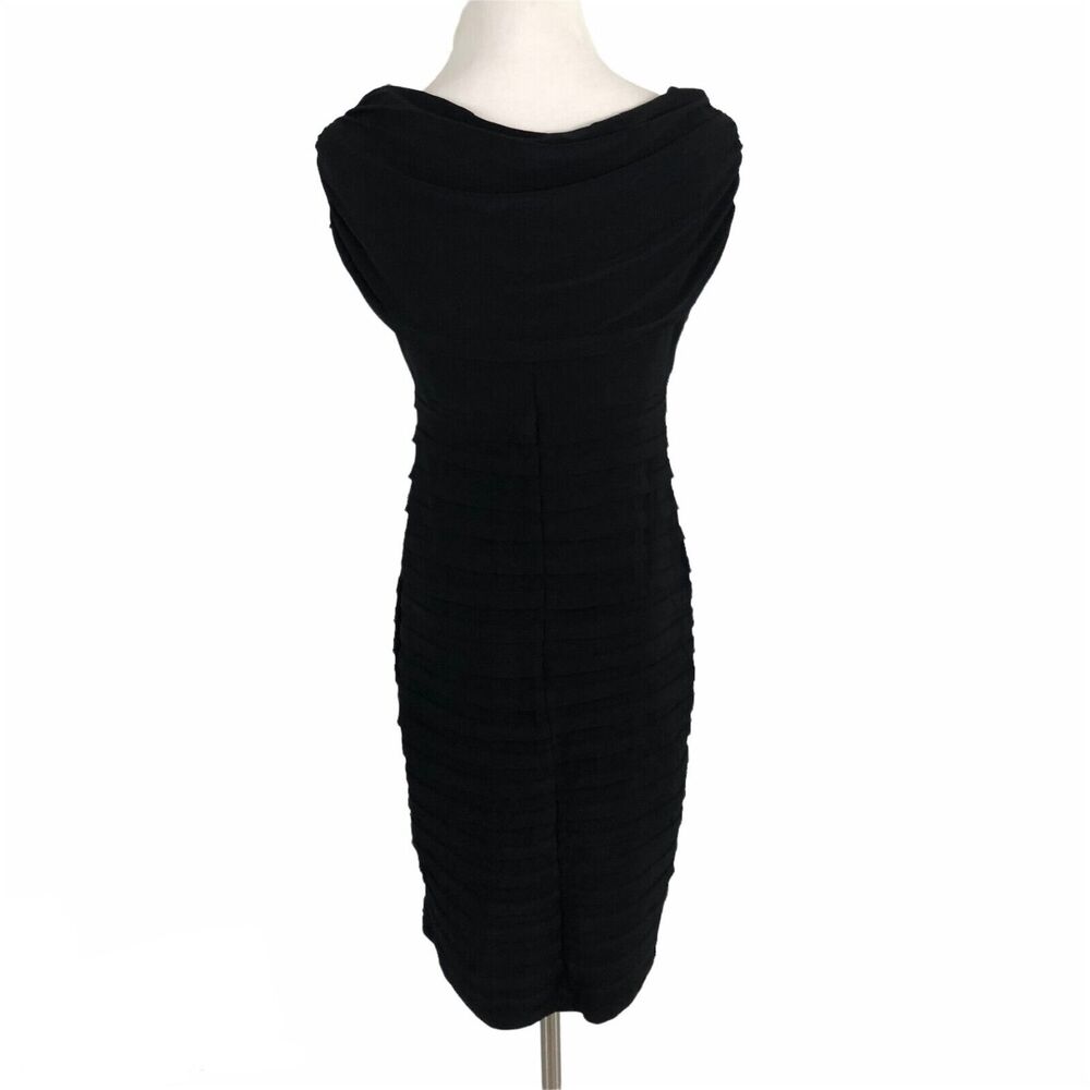 Scarlett Elegant Evening Sheath Dress Knee Length Ruched Boat Neck Sz 6 Black - Picture 2 of 10